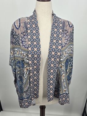 Blank London Open-Front Paisley & Geometric Blouse OS (7799)